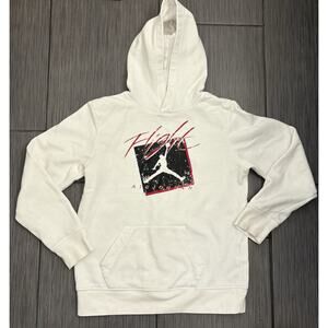 Jordan Big Boys Jumpman Flight Spray Pullover Hoodie White Size Large (12-13 yo)